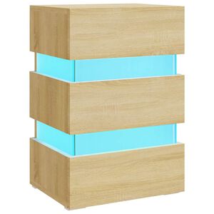 vidaXL LED Bedside Cabinet Sonoma Oak 45x35x67 cm Engineered Wood