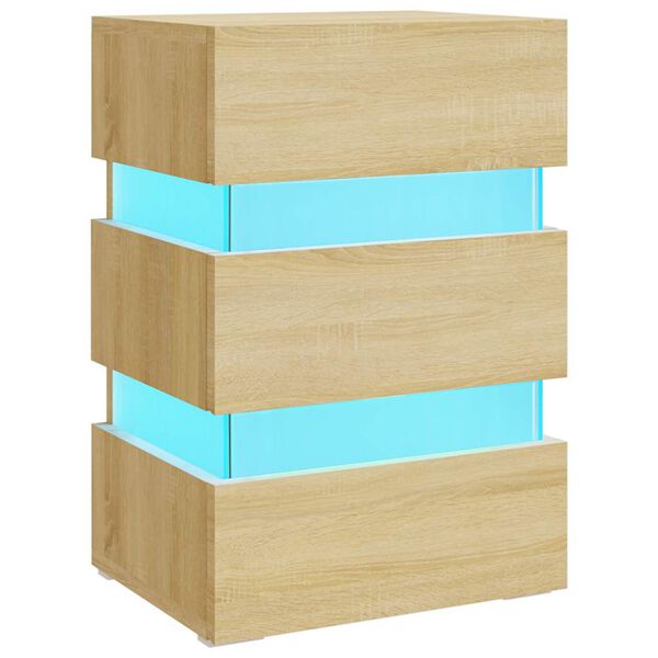 vidaXL LED Bedside Cabinet Sonoma Oak 45x35x67 cm Engineered Wood
