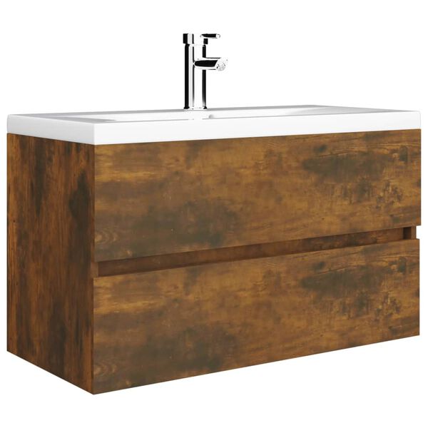 vidaXL Sink Cabinet Smoked Oak 80x38.5x45 cm Engineered Wood