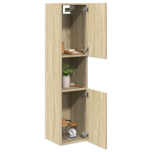 vidaXL Bathroom Cabinet Sonoma Oak 30x30x130 cm Engineered Wood