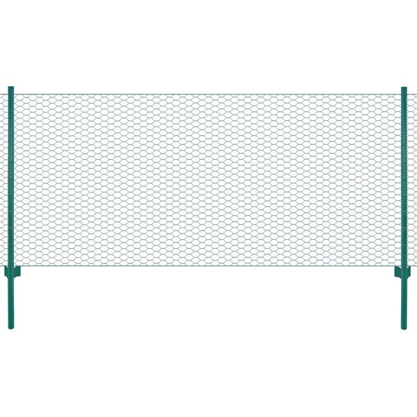 vidaXL Wire Mesh Fence with Posts Steel 25x1 m Green