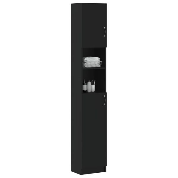 vidaXL Bathroom Cabinet Black 32x25.5x190 cm Engineered Wood