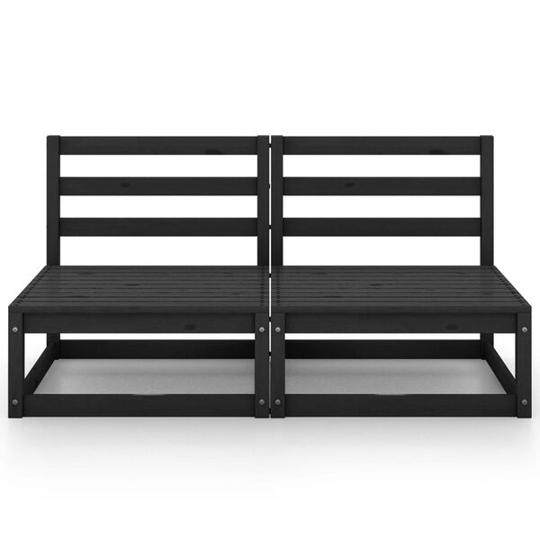 vidaXL Garden 2-Seater Sofa Black Solid Pinewood