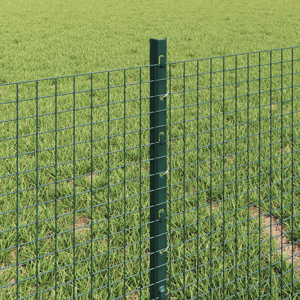 vidaXL Fence with Post Green 0.4 x 100 m Steel and PVC