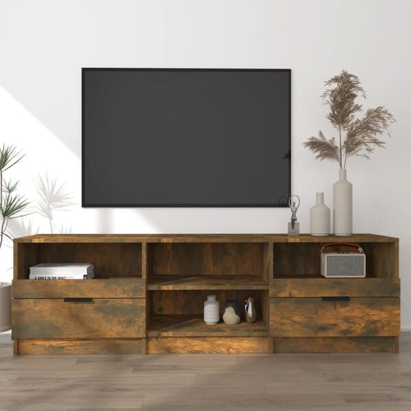 vidaXL TV Cabinet Smoked Oak 150x33.5x45 cm Engineered Wood
