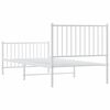 vidaXL Metal Bed Frame without Mattress with Footboard White 90x200cm