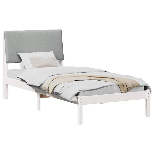 vidaXL Bed frame White and light grey 100 x 200 cm Solid pine wood
