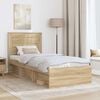 vidaXL Bed Frame with Headboard Sonoma Oak 90 x 200 cm Solid Pine Wood