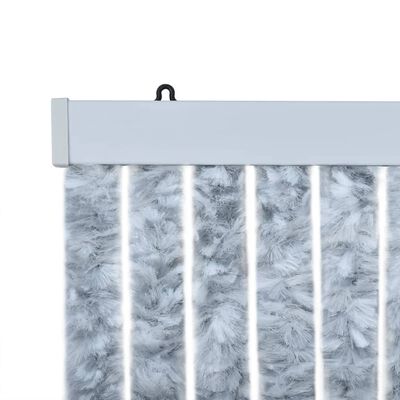 vidaXL Fly Curtain White and Grey 100x200 cm Chenille