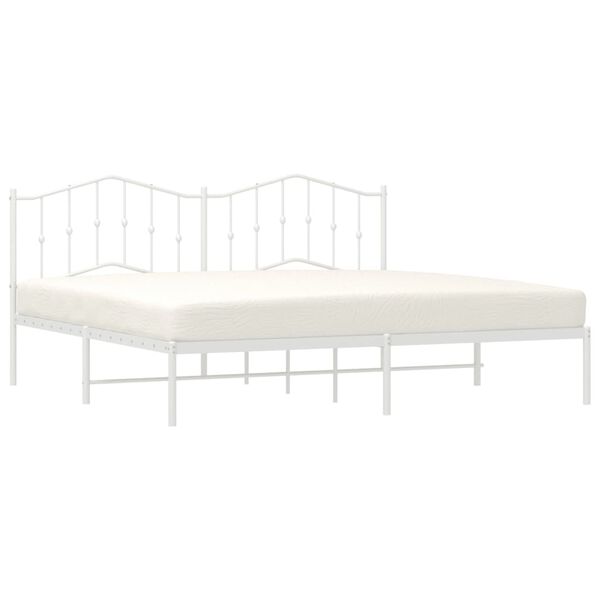 vidaXL Metal Bed Frame without Mattress with Headboard White 200x200cm