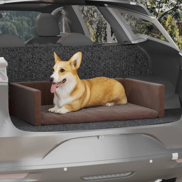 vidaXL Dog Car Boot Brown 90x60 cm Linen Look
