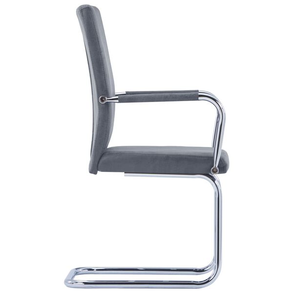 vidaXL Cantilever Dining Chairs 2 pcs Suede Grey Faux Leather