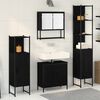vidaXL Bathroom Furniture Set with Shelf 4 pcs Black Engineered wood