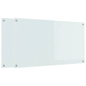 vidaXL Kitchen Backsplash 2 pcs White 110 x 60 cm Tempered Glass
