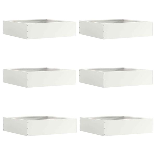 vidaXL Lawn Edging 6 pcs White 50 x 50 x 13 cm Steel