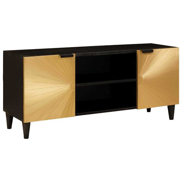 vidaXL TV Cabinet Black and Gold 105 x 33 x 46 cm Engineered wood