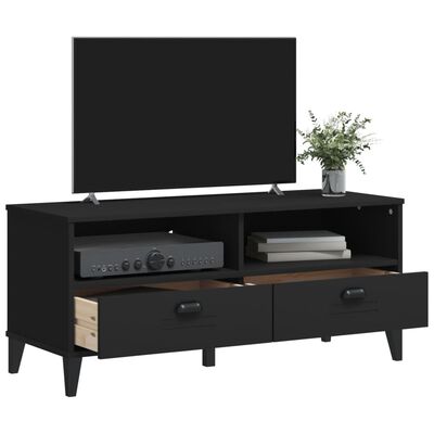 vidaXL TV Cabinet VIKEN Black Solid Wood Pine