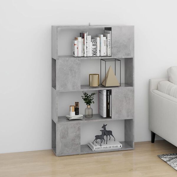 vidaXL Book Cabinet Room Divider Concrete Grey 80x24x124.5cm Engineered Wood