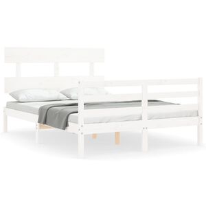 vidaXL Bed Frame without Mattress White Small Double Solid Wood