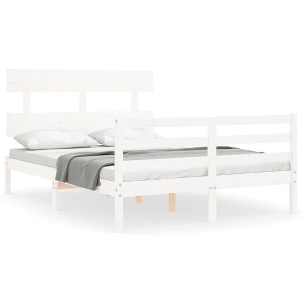 vidaXL Bed Frame without Mattress White Small Double Solid Wood