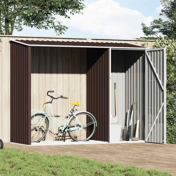 vidaXL Garden Firewood Shed Brown 245x98x159 cm Galvanised Steel