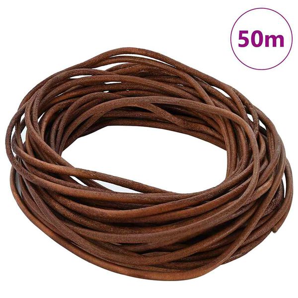 vidaXL Leather Cord Light Brown &Oslash;2.5 mm x 50 m Leather