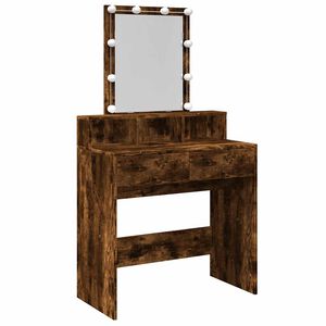 vidaXL Dressing Table with LED Smoked Oak 80x41x144.5 cm