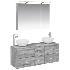 vidaXL Bathroom Furniture Set 4 pcs Grey Sonoma