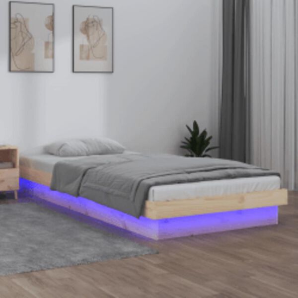 vidaXL LED Bed Frame without Mattress 100x200 cm Solid Wood
