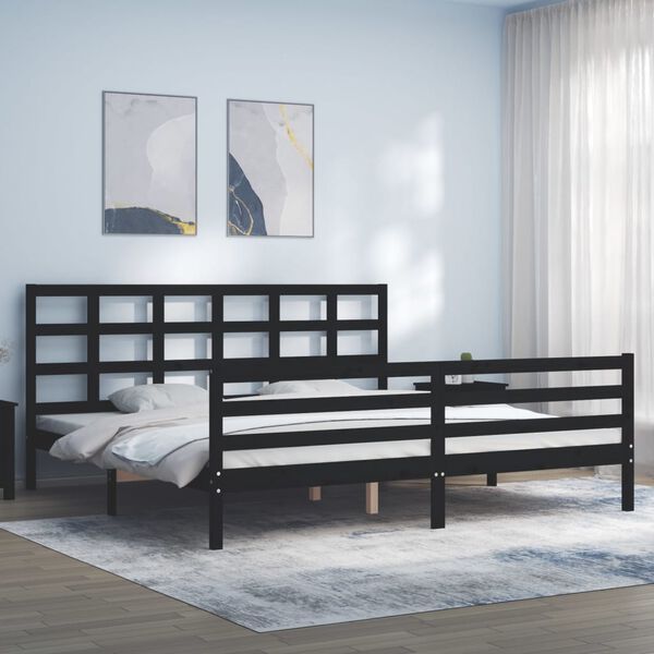 vidaXL Bed Frame without Mattress Black 200x200 cm Solid Wood