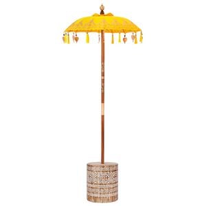 vidaXL Balinese Parasol with Base Yellow 95 x 95 x 260 cm