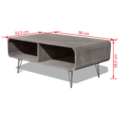 vidaXL Coffee Table 90x55.5x38.5 cm Solid Paulownia Wood Grey