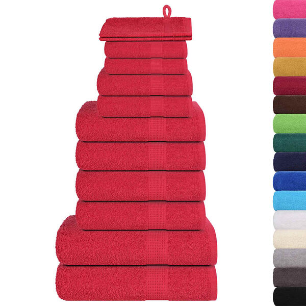 vidaXL 12 Piece Towel Set "FROGN" Red 360 gsm