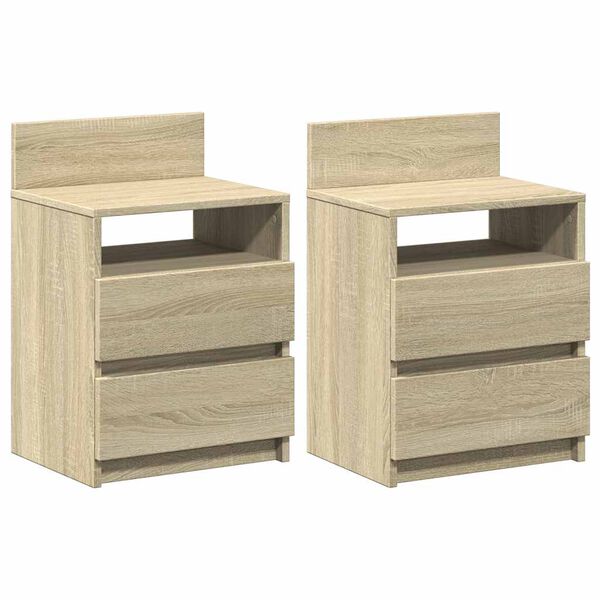 vidaXL Bedside Cabinets 2 pcs with 2 Drawers Sonoma Oak 40x33x60 cm
