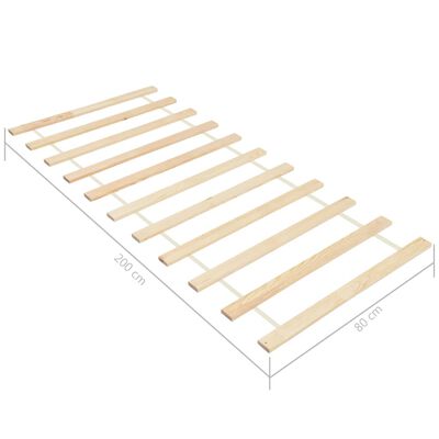 vidaXL Roll up Bed Bases 2 pcs with 11 Slats 80x200 cm Solid Pinewood