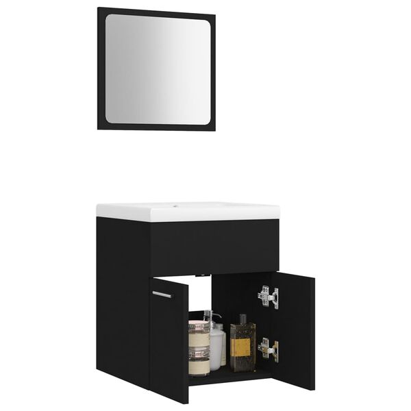 vidaXL Bathroom Furniture Set Black Engineered Wood