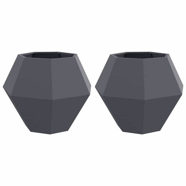 vidaXL Planter 2 pcs Anthracite 75 x 75 x 60 cm Steel