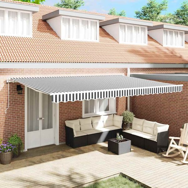 vidaXL Automatic Retractable Awning Anthracite&White 500x300 cm