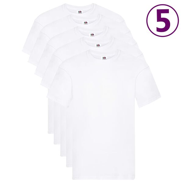 Fruit of the Loom Original T-shirts 5 pcs White 5XL Cotton