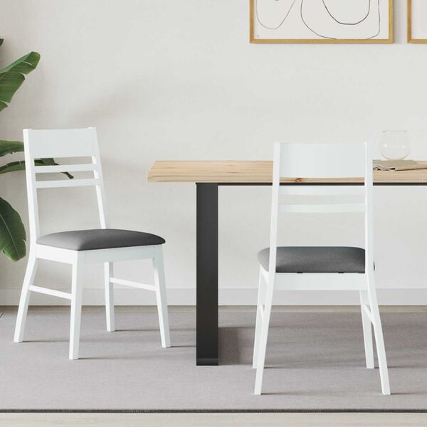 vidaXL Dining Chairs 2 pcs White 43 x 54 x 89 cm Solid Rubber Wood