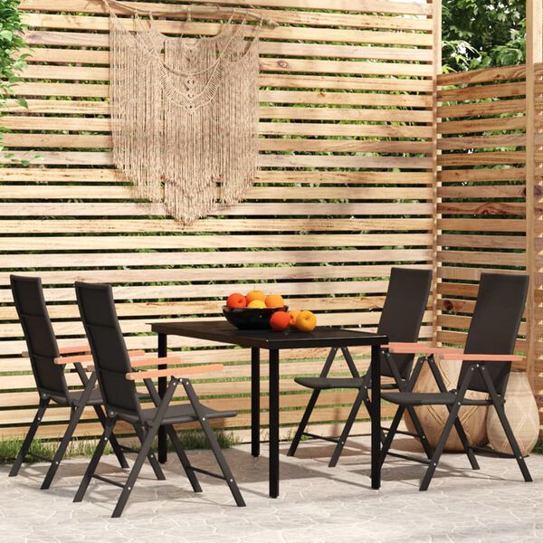 vidaXL 5 Piece Garden Dining Set Black