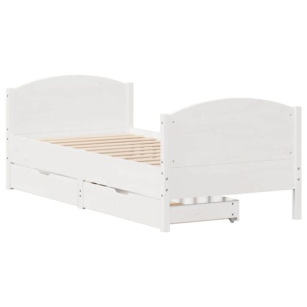 vidaXL Bed Frame without Mattress White 75x190 cm Small Single Solid Wood Pine