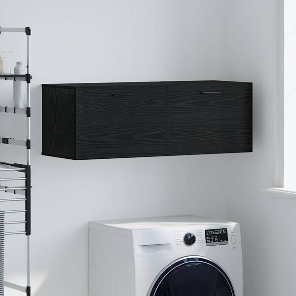 vidaXL Wall-Mounted Cabinet Wall-mounted Black Oak 100 x 36.5 x 35 cm