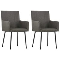 vidaXL Dining Chairs with Armrests 2 pcs Taupe Fabric