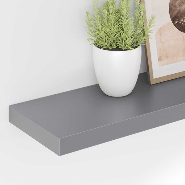 vidaXL Floating Wall Shelf Grey 120x23.5x3.8 cm MDF