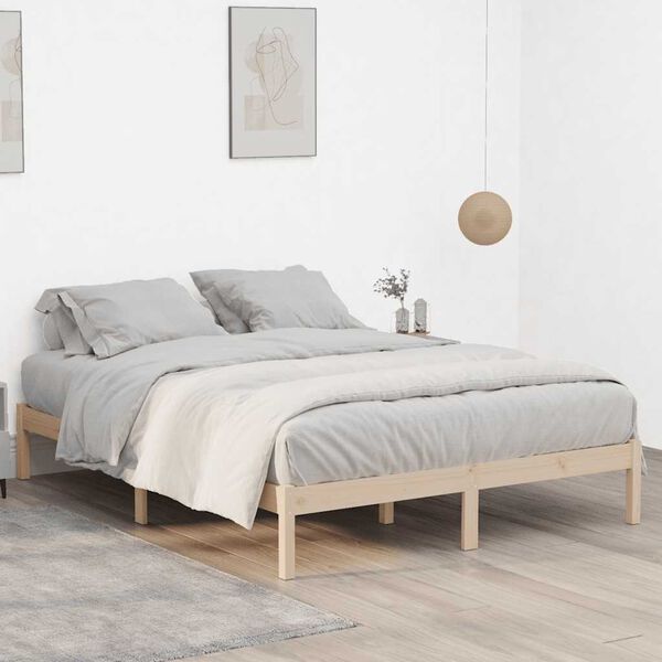 vidaXL Bed Frame without Mattress 193x203 cm Solid Wood Pine King