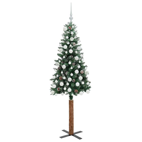 vidaXL Slim Christmas Tree with 300 LEDs Green and White 180 cm