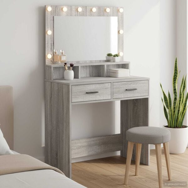 vidaXL Dressing Table Grey Sonoma 79 x 41 x 135 cm Engineered Wood
