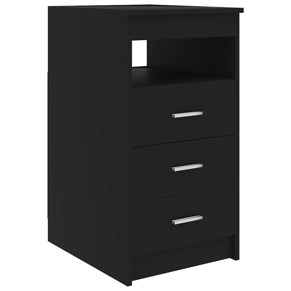 vidaXL Drawer Cabinet Black 40x50x76 cm Engineered Wood