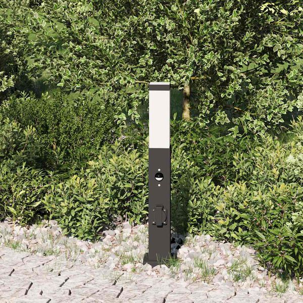 vidaXL Bollard Light with Sensor&Outlet 50 cm Black IP44